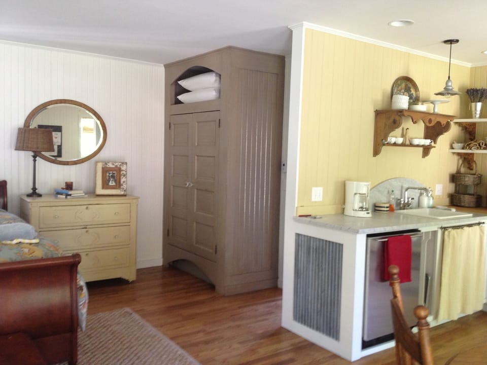 The wardrobe and dresser to store your clothes