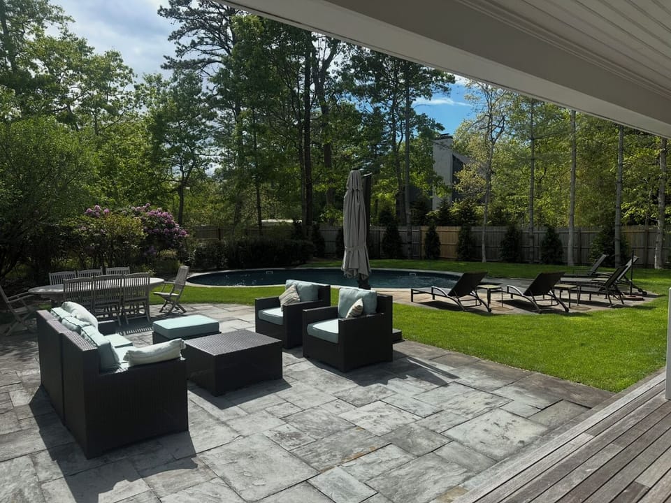 Bright sunny backyard