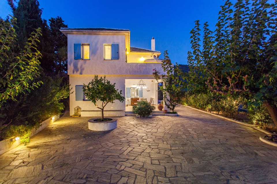 Front courtyard by night