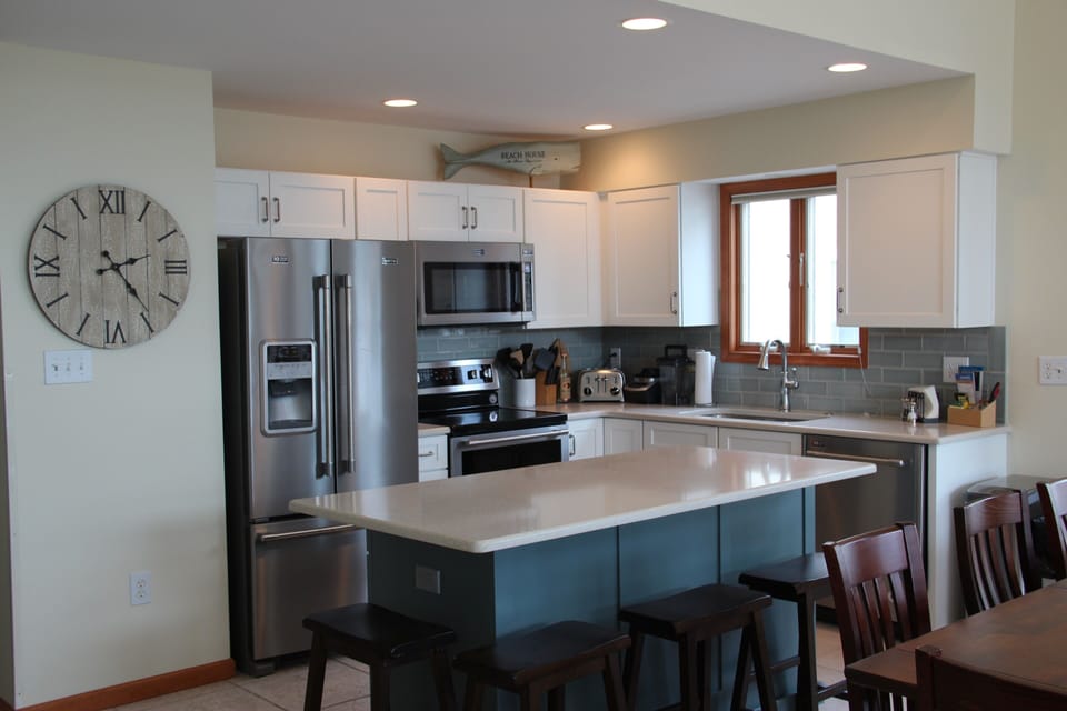 Updated kitchen with island seating for 4.