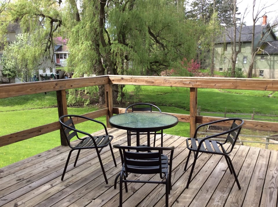 Patio overlooks garden