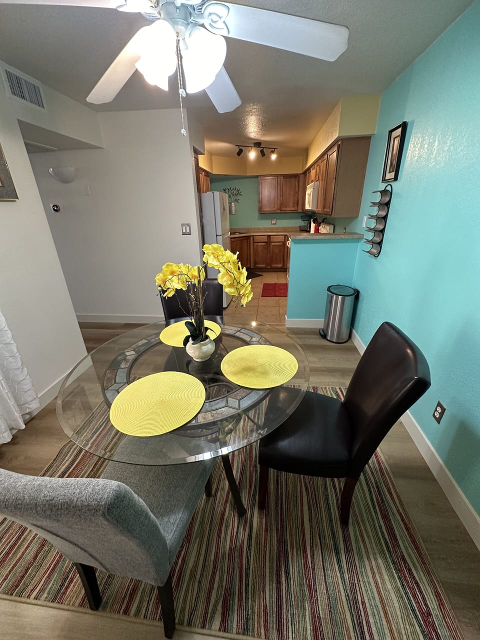 Kitchen open to the dining area.