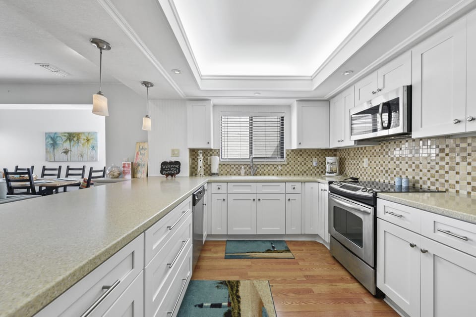 Kitchen is stocked with everything you need.