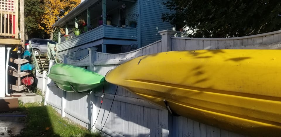 We have three tandem kayaks, five solo kayaks and two paddleboards for use