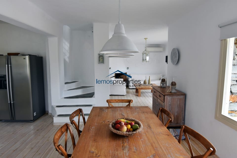 The dining area and living room