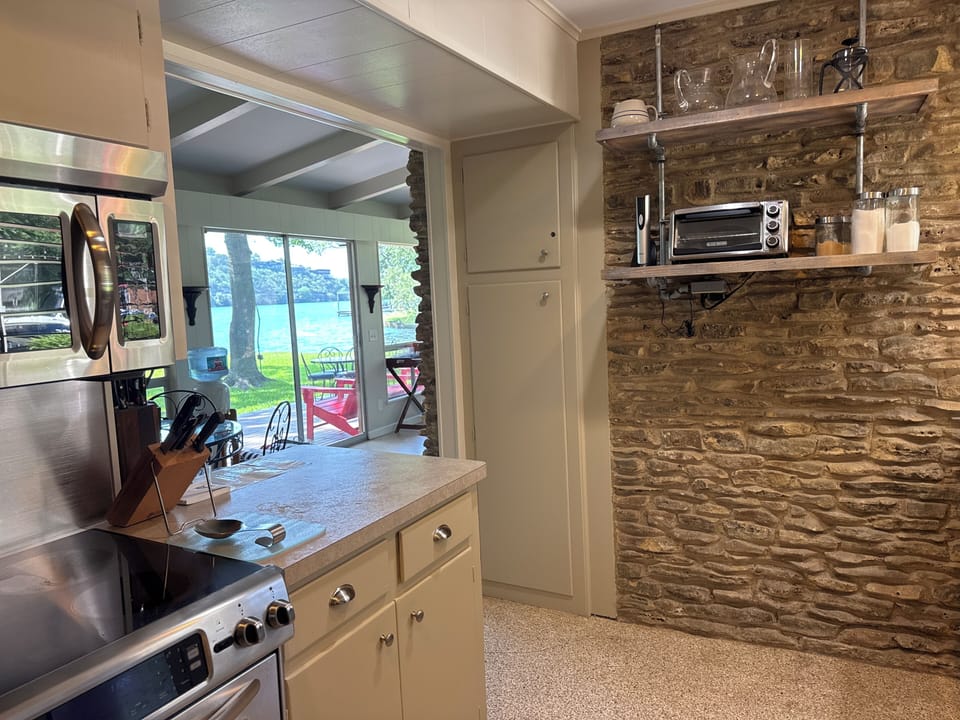 Kitchen with lake view