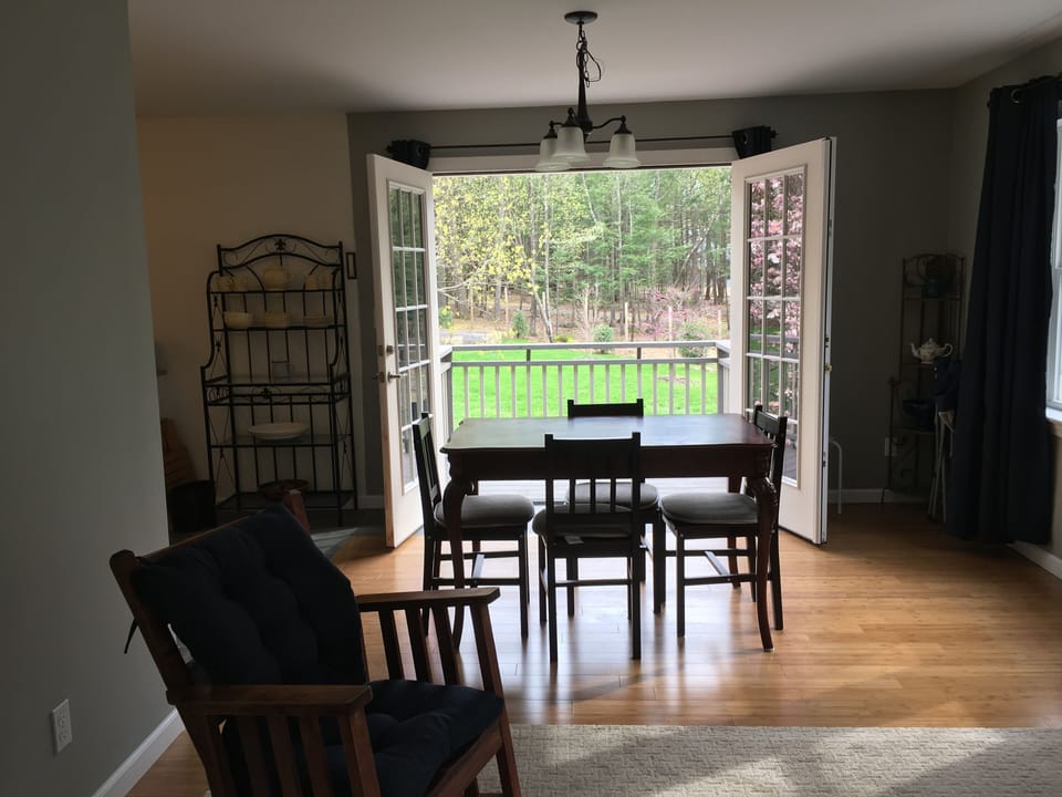 Dining area overlooking the lawn toward the south