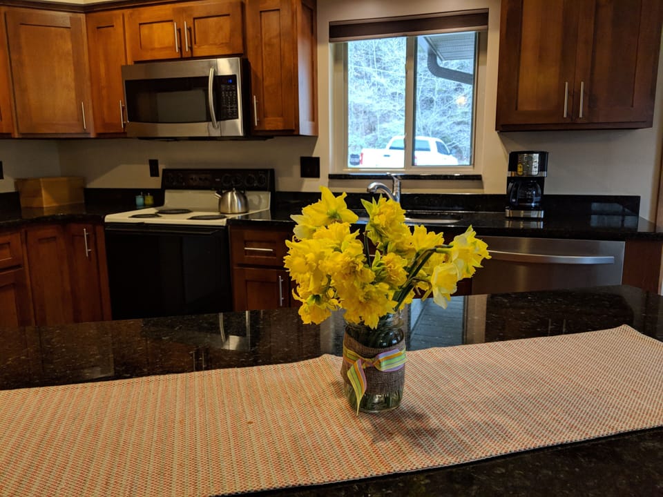 Modern kitchen with granite countertops