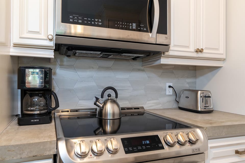 Flat Top Range and Stainless Steel Appliances