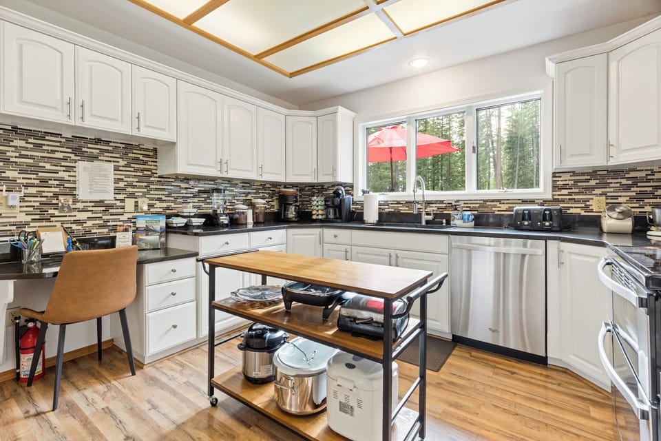 Upstairs kitchen- fully stocked