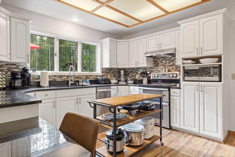 Upstairs kitchen- fully stocked