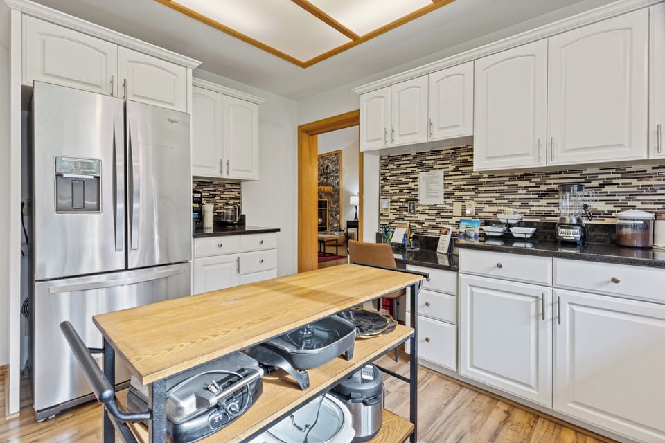 Upstairs kitchen- fully stocked