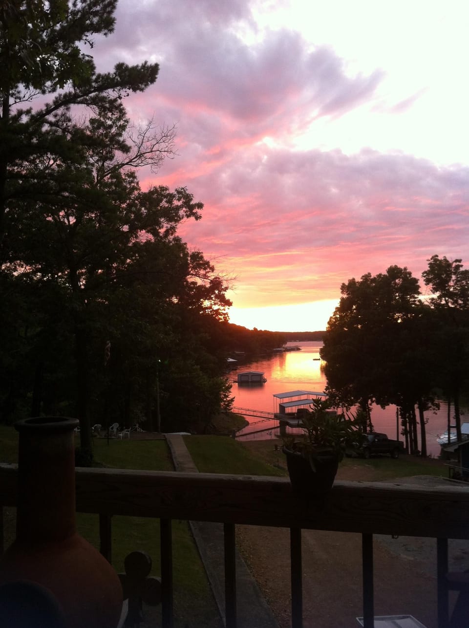 The view from the upper deck at the house.