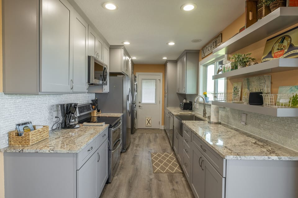 Modern kitchen equipped with all cooking and dining essentials
