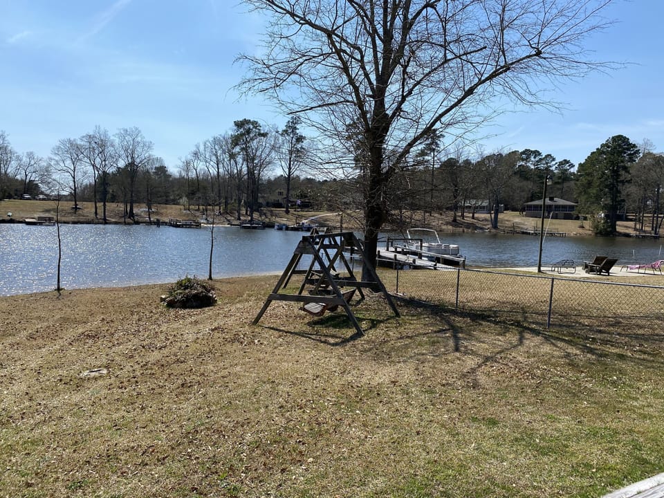 Swing and fire pit area