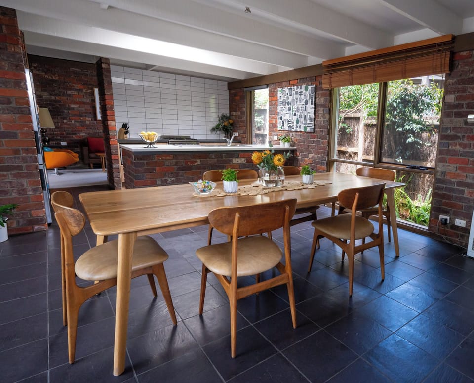 The meals area can comfortably seat eight.