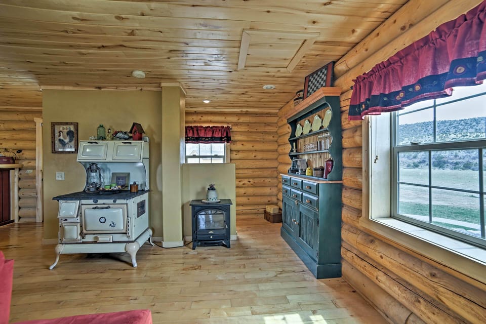 Rustic accents highlight the interior.
