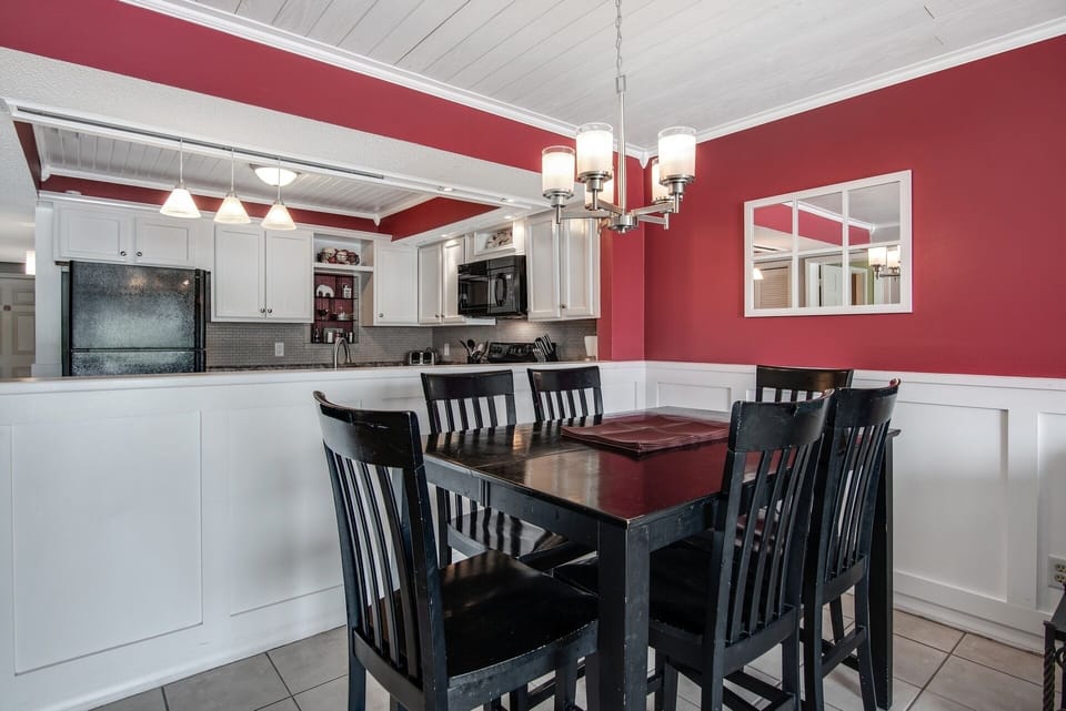 Dining room seats six