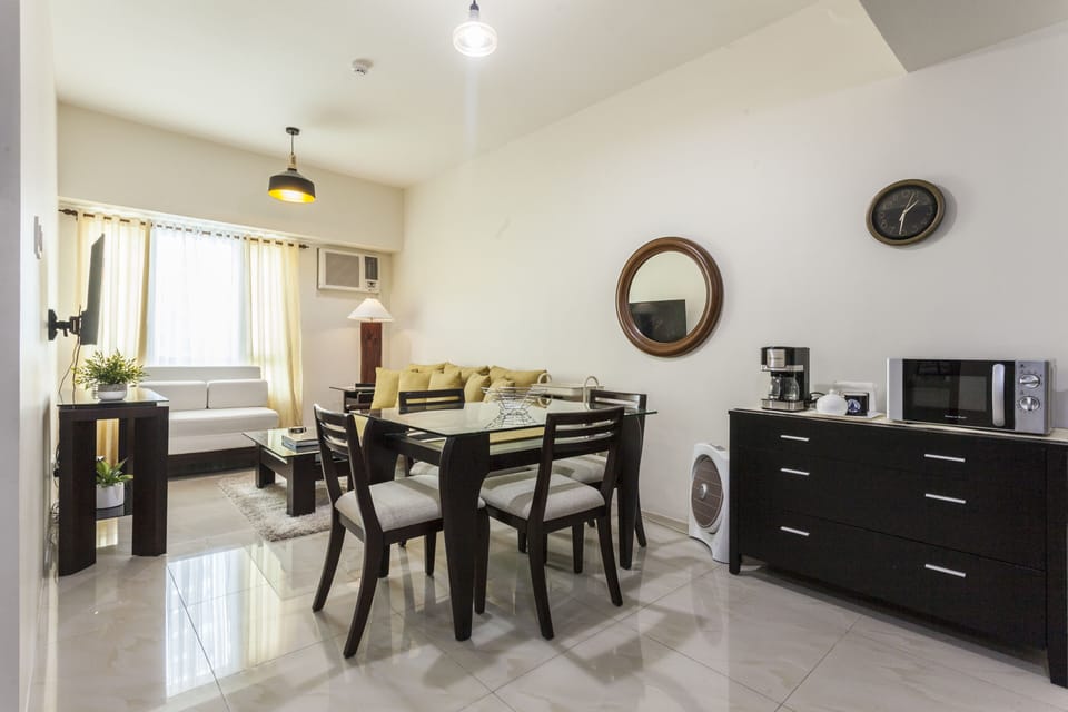 a well-appointed dining room cum office area,