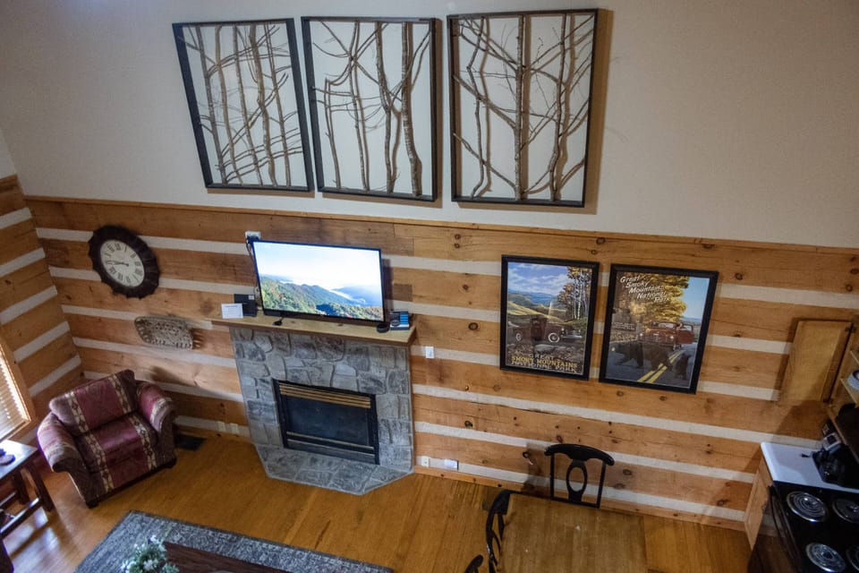 The game area upstairs offers an amazing view of the living room.