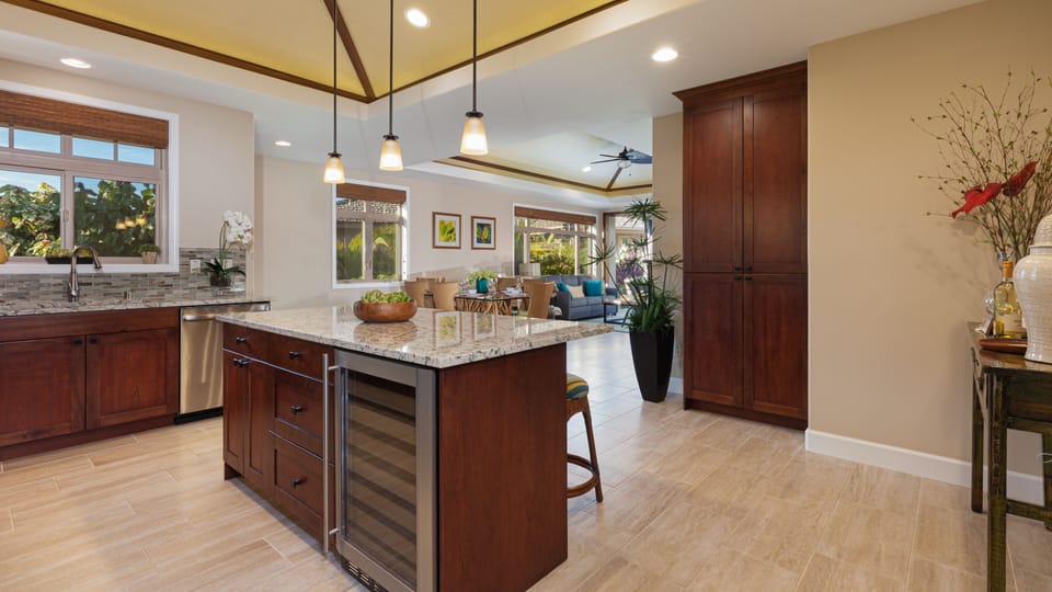 Large kitchen island for family gathering