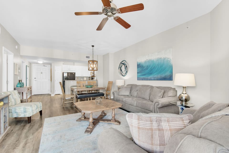 Living room to kitchen view