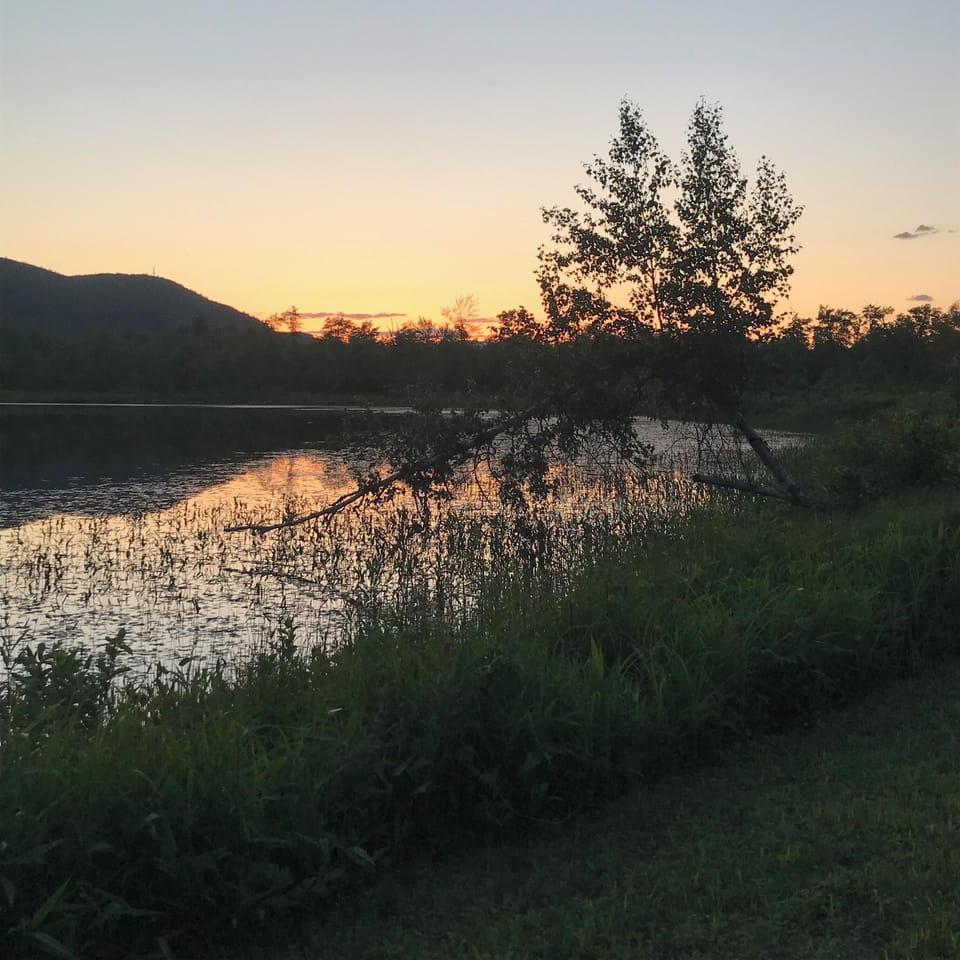 Sunset over Patch Pond out back. Great fishing spot!