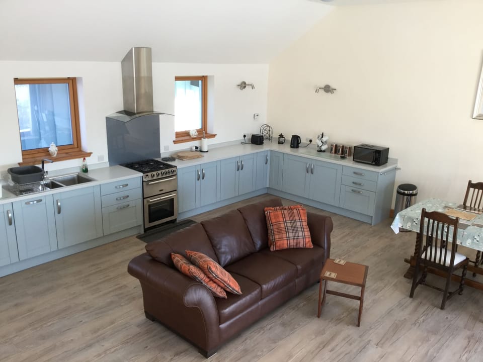 another view of the open plan kitchen and living area