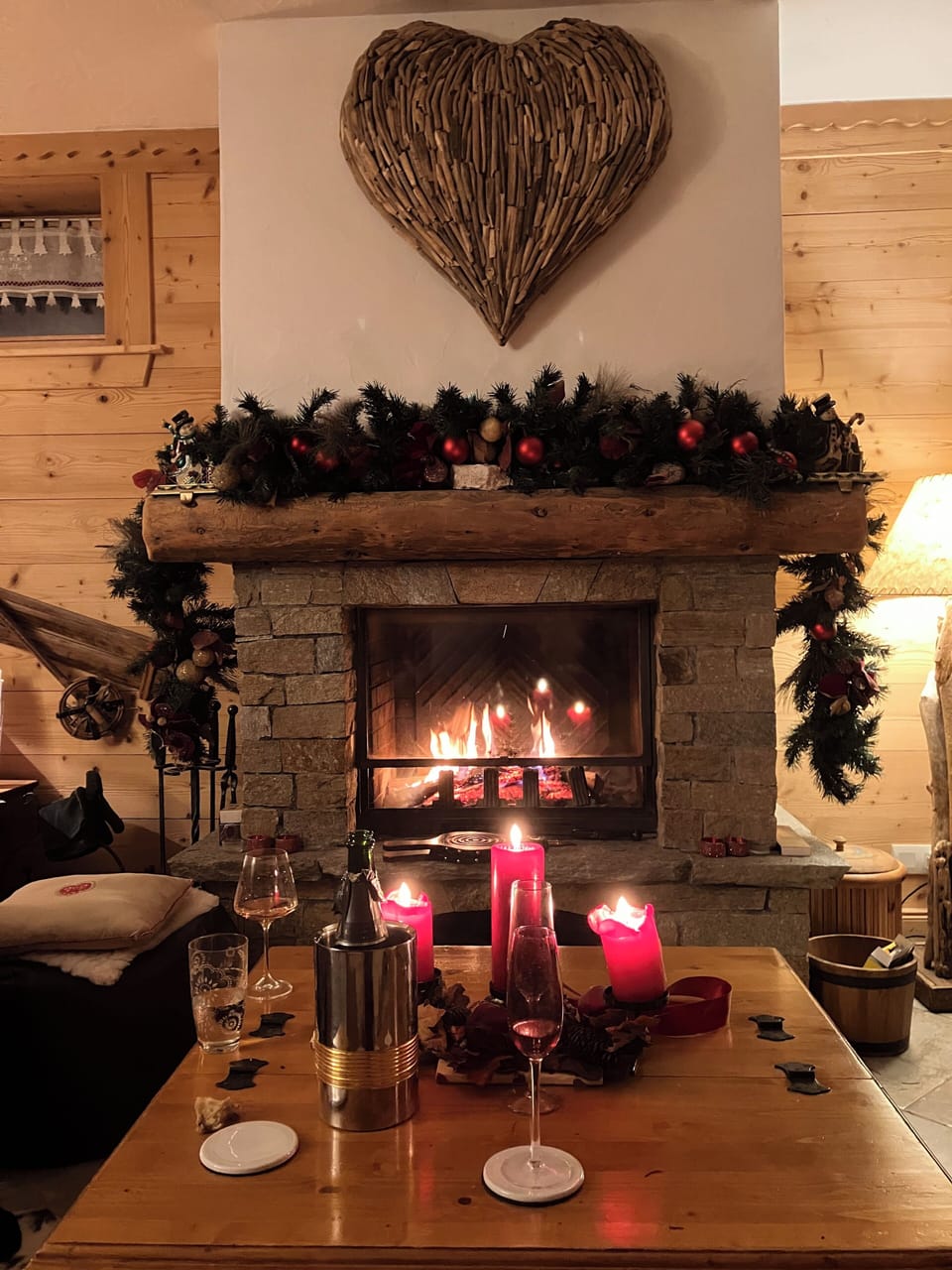 log fire . The logs are provided