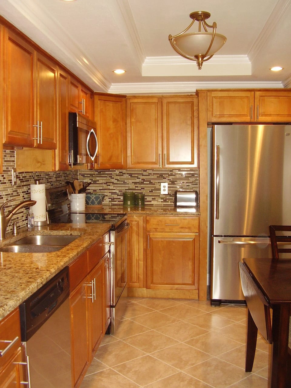 Kitchen with stainless appliances.
