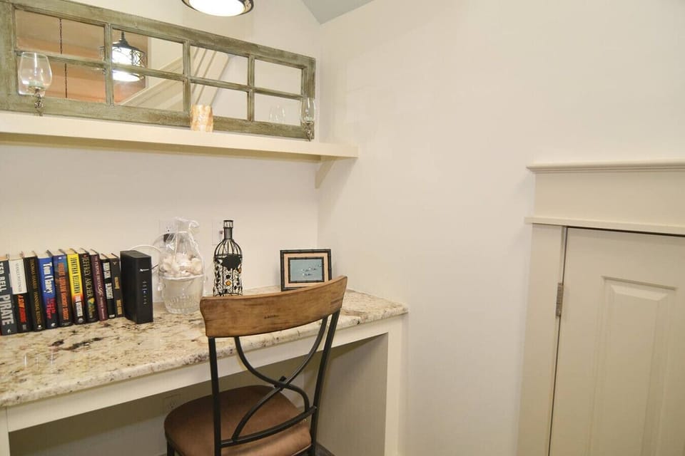 Hideaway workspace in nook by staircase