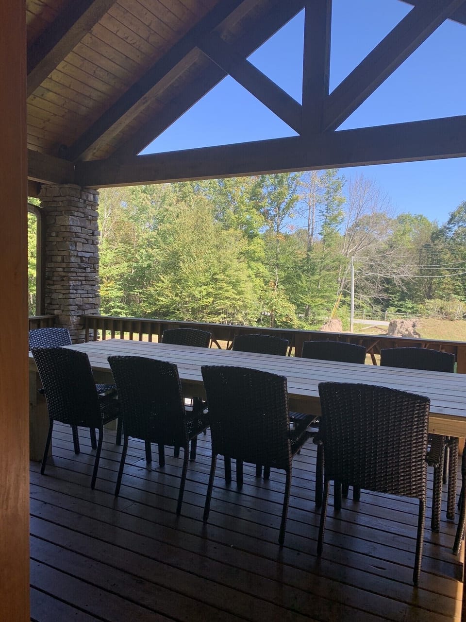 Gather for Meals Outdoors overlooking the pond