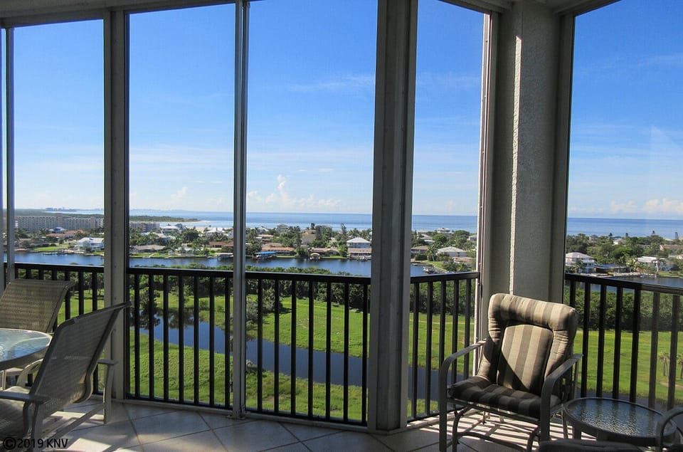 Views from the large screened in lanai at Waterside Penthouse H6