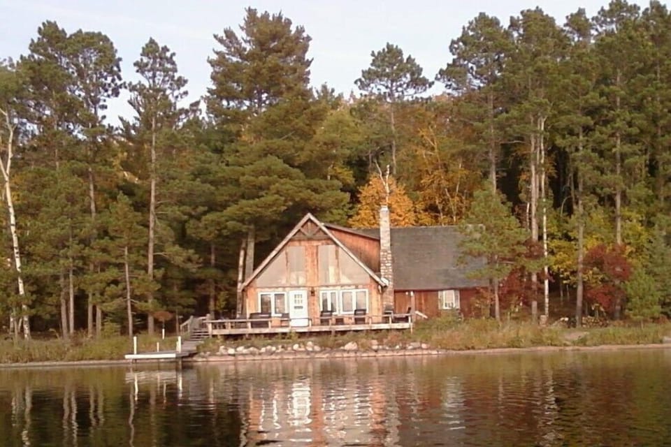 View of main cabin from lake