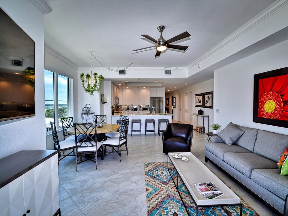 Airy floor plan is great for family interactions.