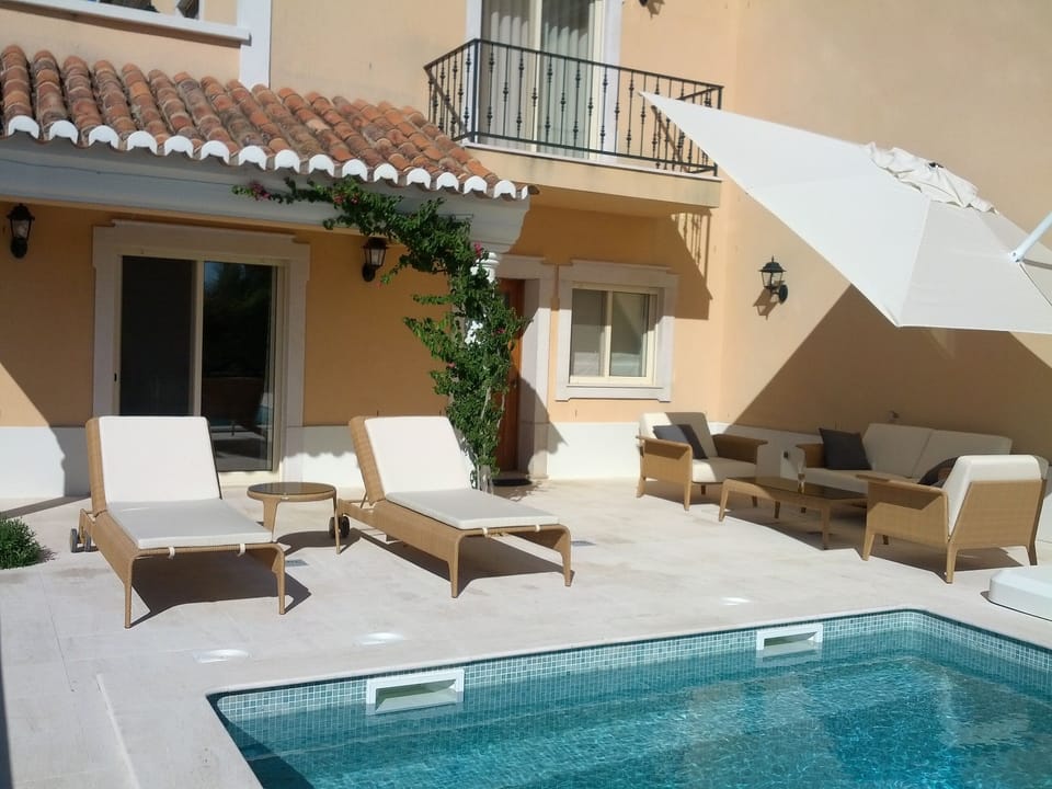 Sunny South Private Pool Terrace with Modern Furniture