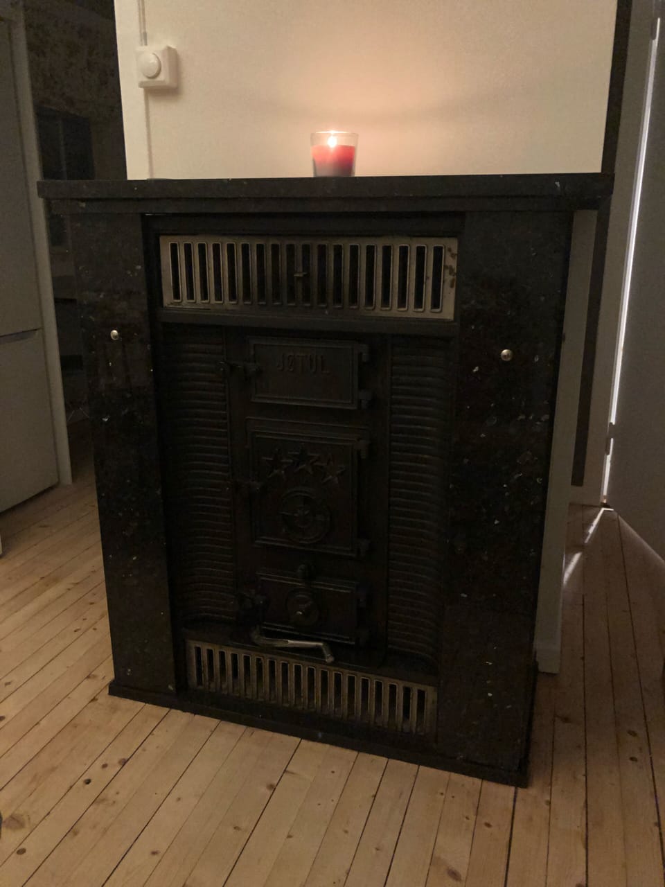 Classic wood burning fireplace