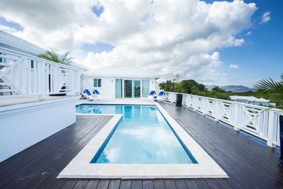 Lounging at the pool or laps for exercise