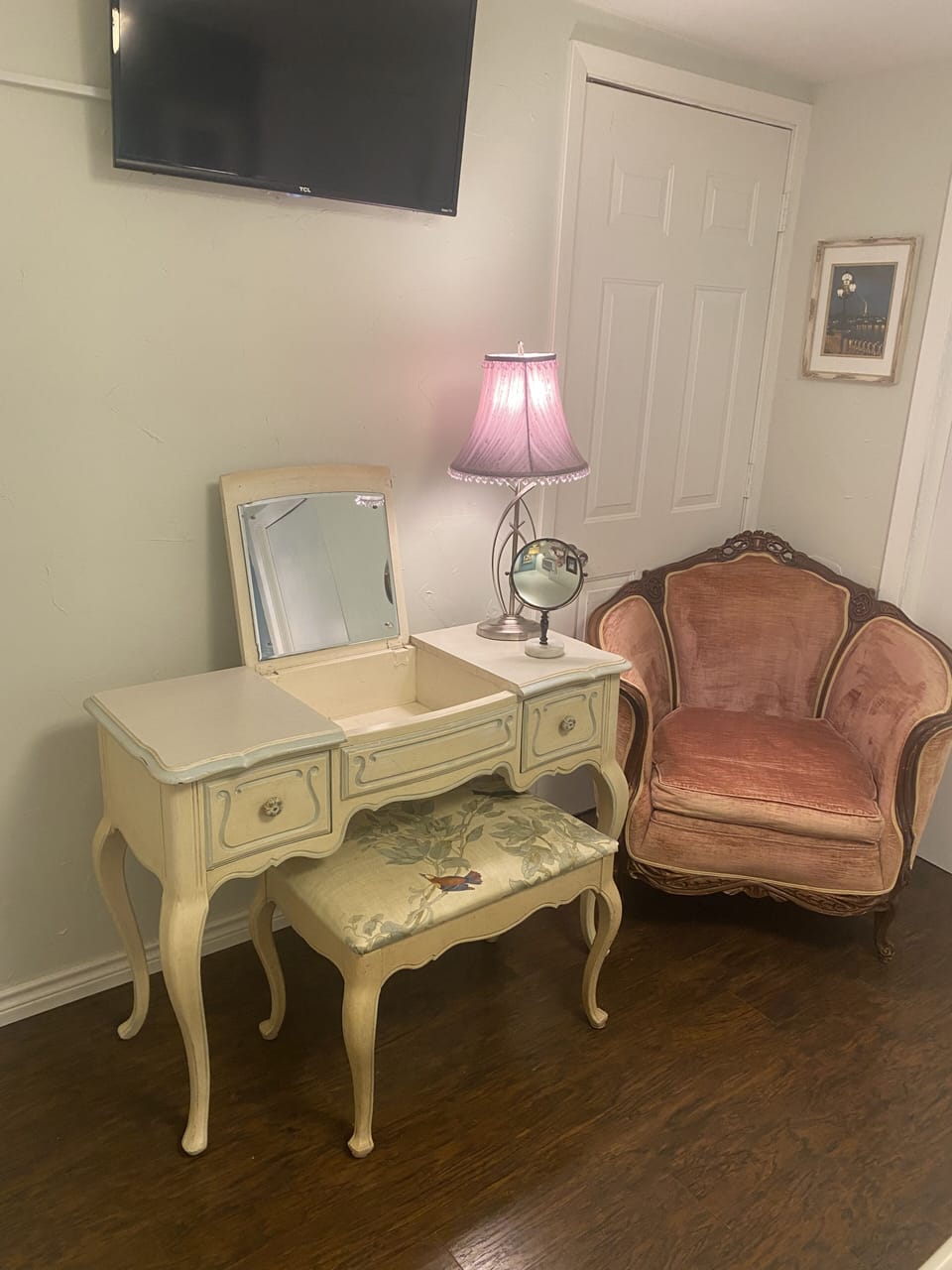 My mother’s vintage dressing table. 