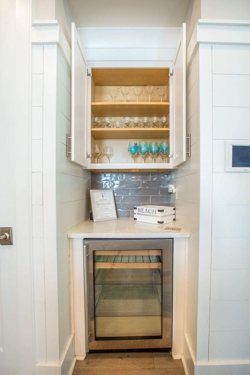 Wine fridge and plenty of cabinet space (second floor)