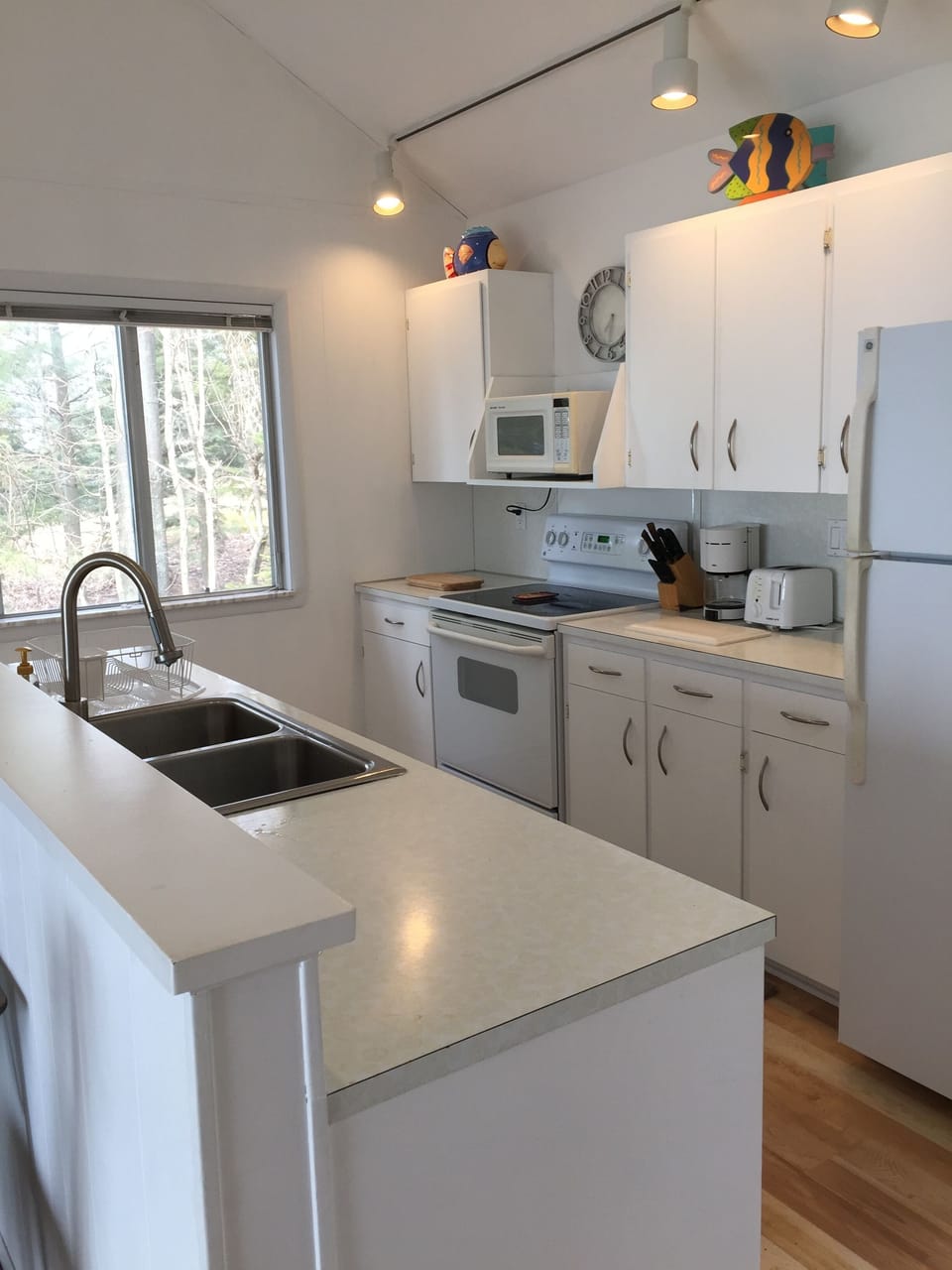 Kitchen has great views of Lake Michigan