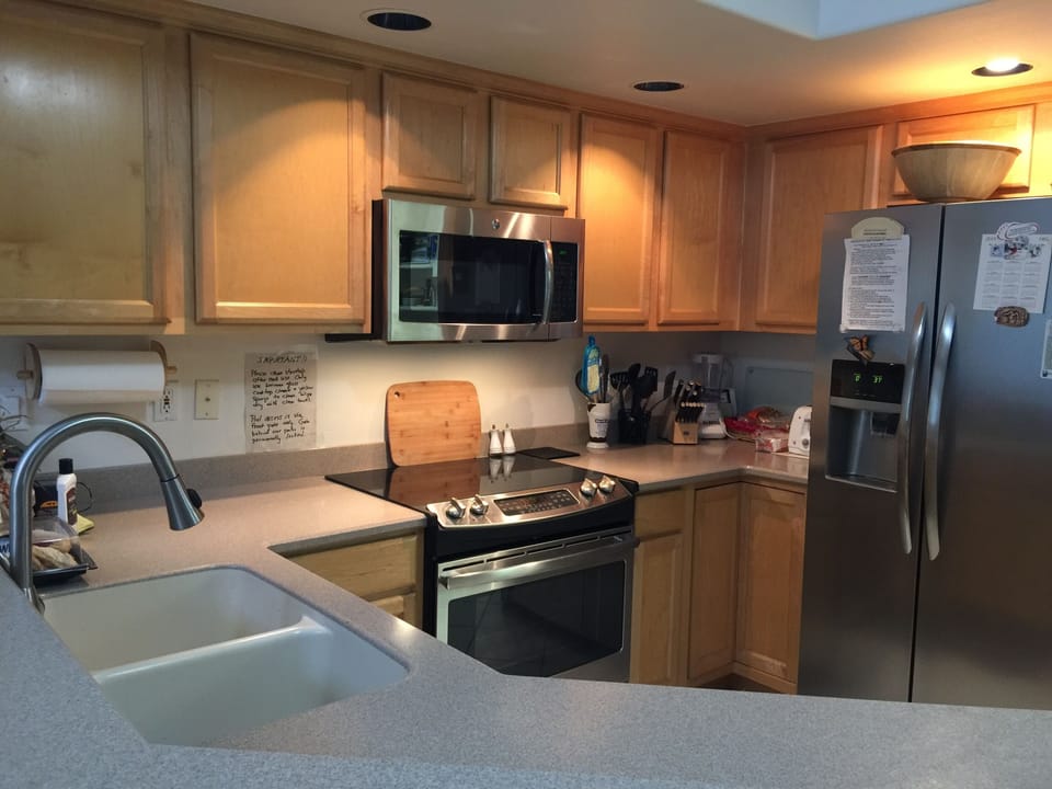 Kitchen with stainless steel appliances