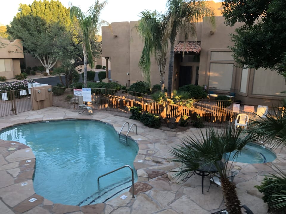 Pool and back of townhome 