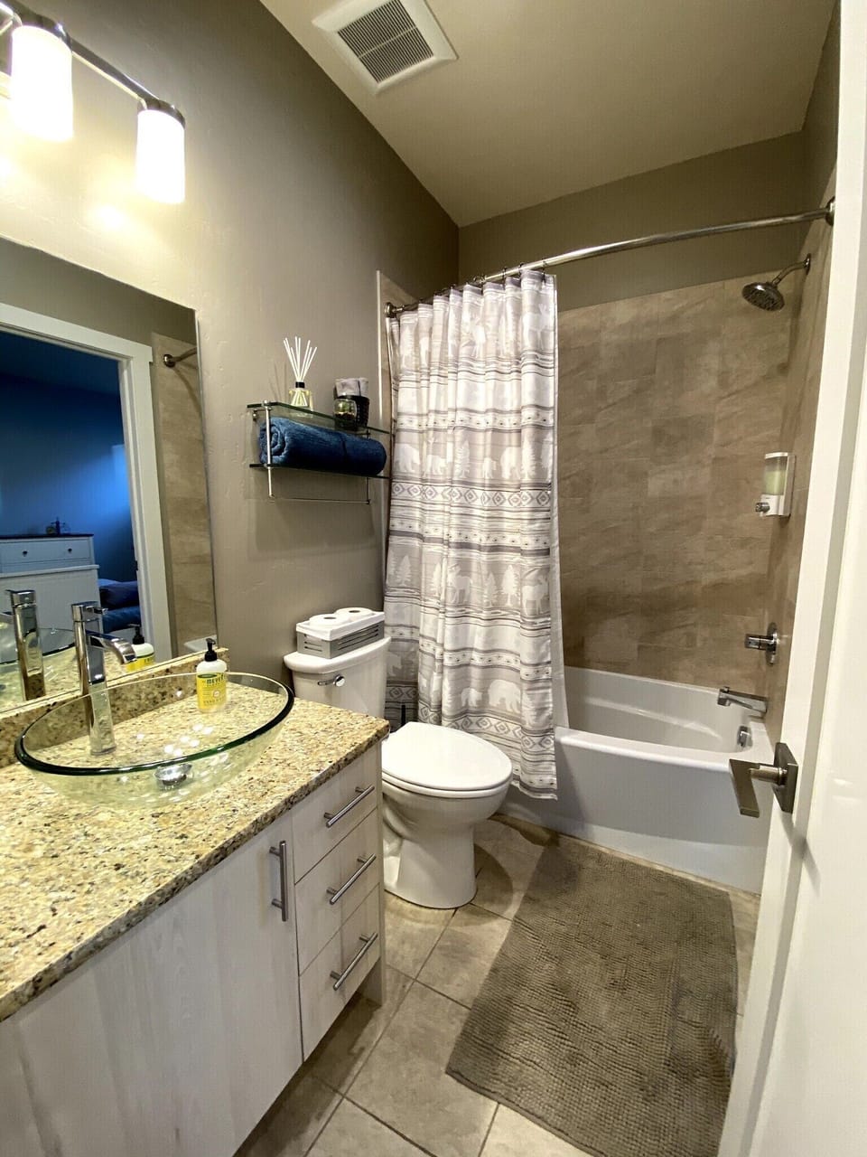 Downstairs bathroom attached to bedroom. 