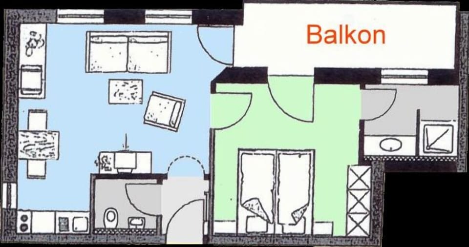 Modernes App. (44m2), Wohn-/Schlafbereich getrennt Apartment in Bavaria