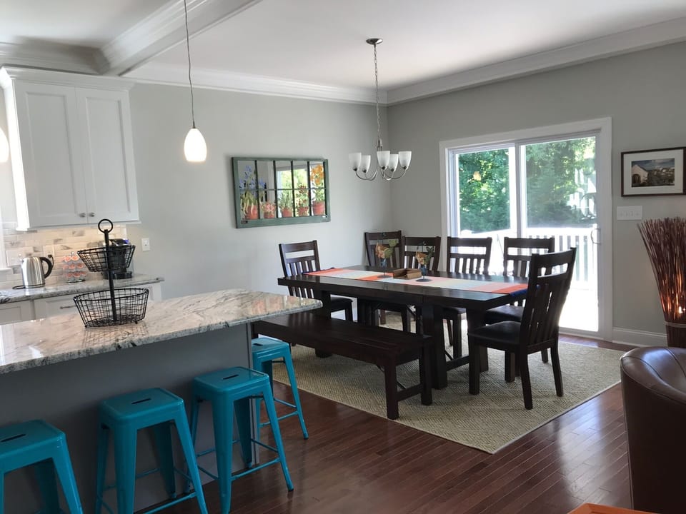 Dining area overlooks the back yard.
