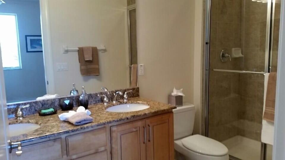 On suite master bath double sinks