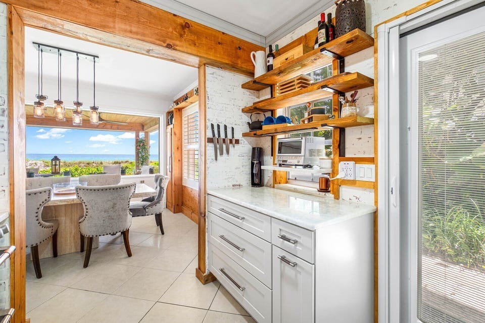 Private outdoor entrance to fully equipped state of the art kitchen - views
