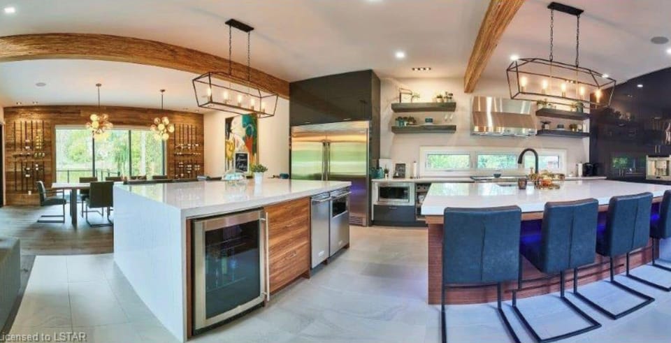 Two islands with two dishwashers and bar fridge 