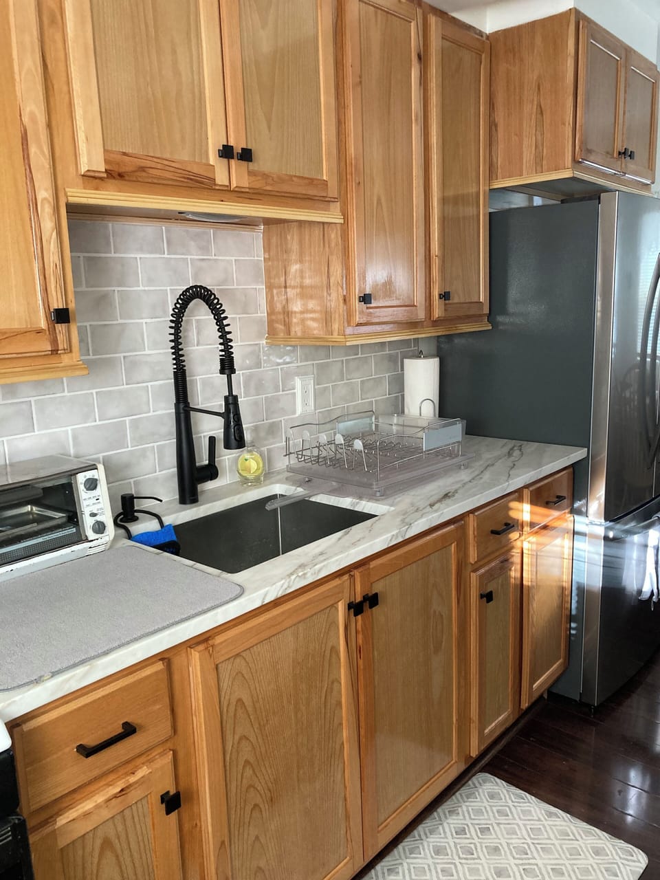 New Kitchen Cabinets, Marble countertop and sink